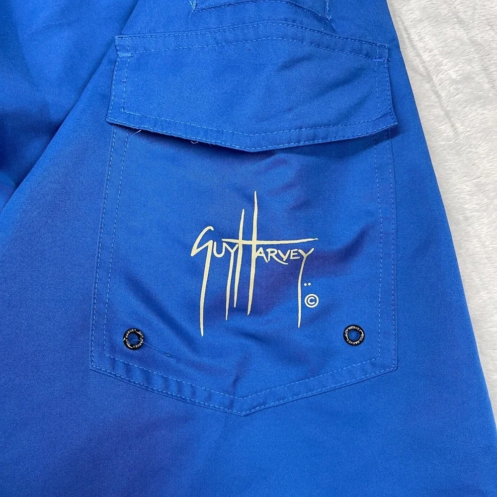 AFTCO Guy Harvey Shorts Mens 38 Blue Sport Fishing Board Swim Trunks Surf Surfer